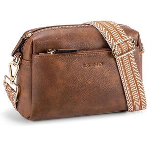 Small Crossbody Purse for Women Triple Zip Cell Phone Leather Handbag with Color